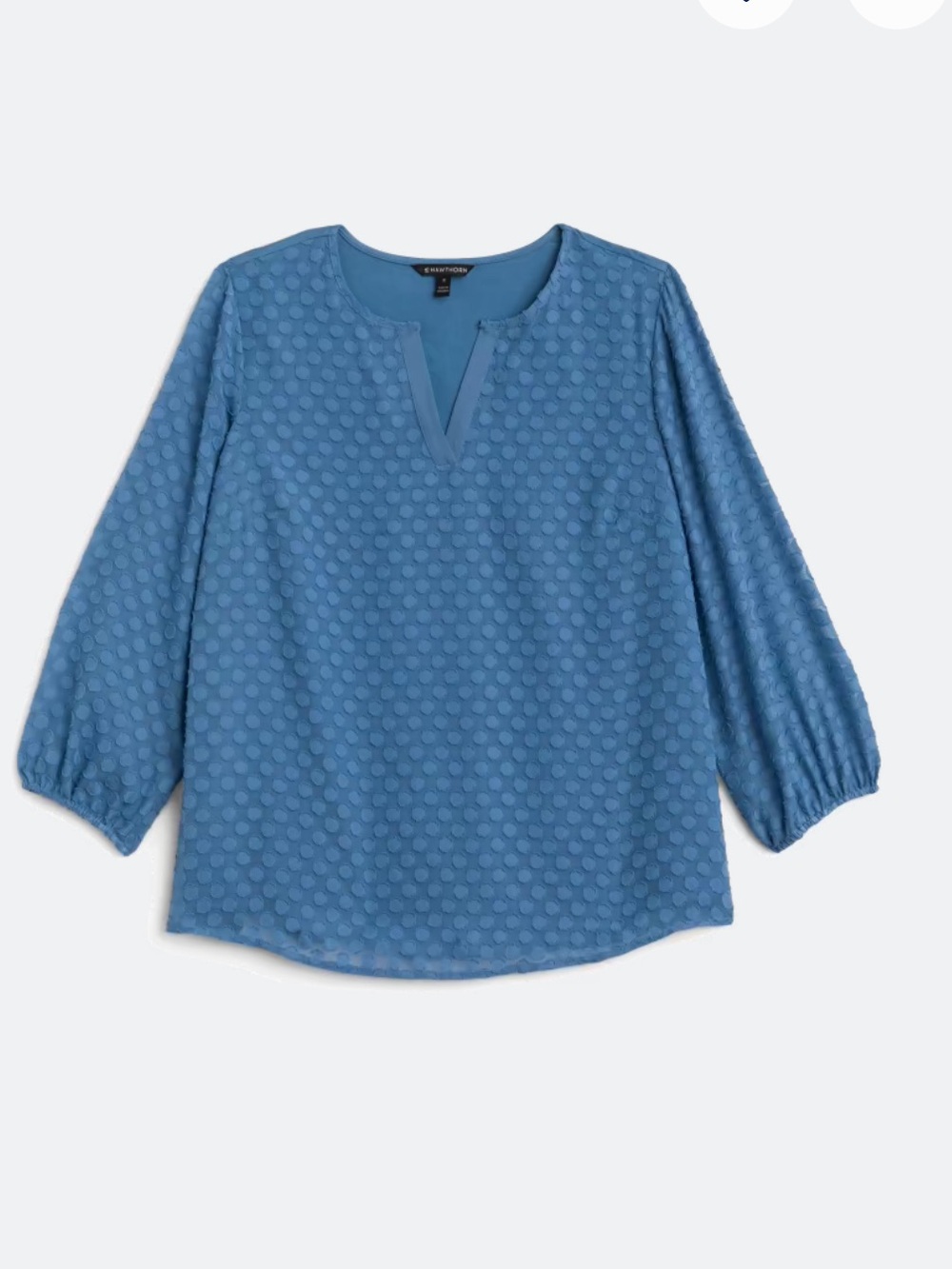 Market & Spruce Blue Dot-Texture Split Neck Tunic
